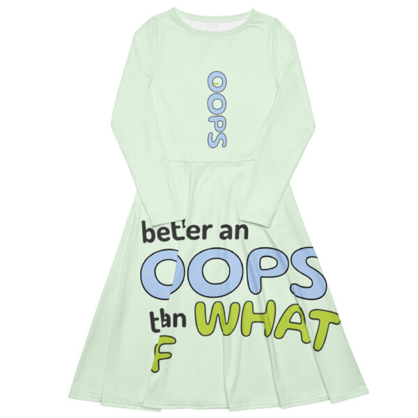 Honey-Dew OOPS WHAT Text  Print Long Sleeve Midi Dress