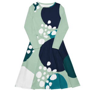 Edgewater Dot  Print Long Sleeve Midi Dress
