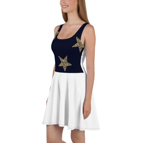 Navy Top and White Bottom Skater Dress - Image 3