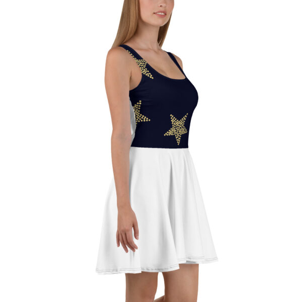 Navy Top and White Bottom Skater Dress - Image 4